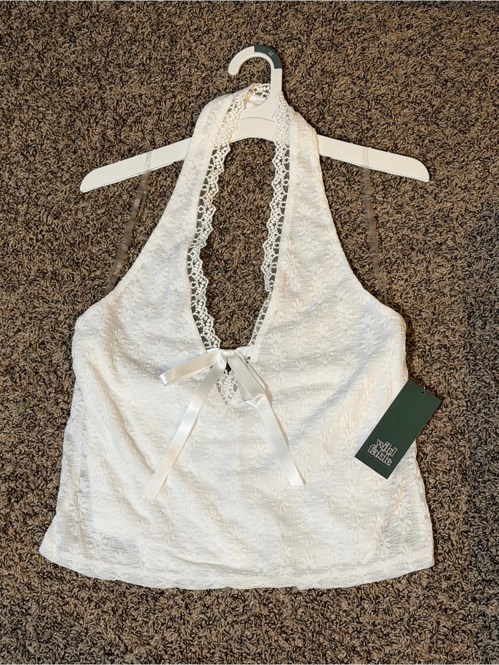 Wild Fable Lace Halter Top in white Medium NWT